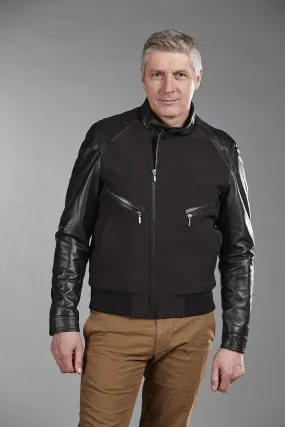 4856 Clearance - Men's Softshell Bomber with Black Lambskin Trims - Sizes 42,44,46