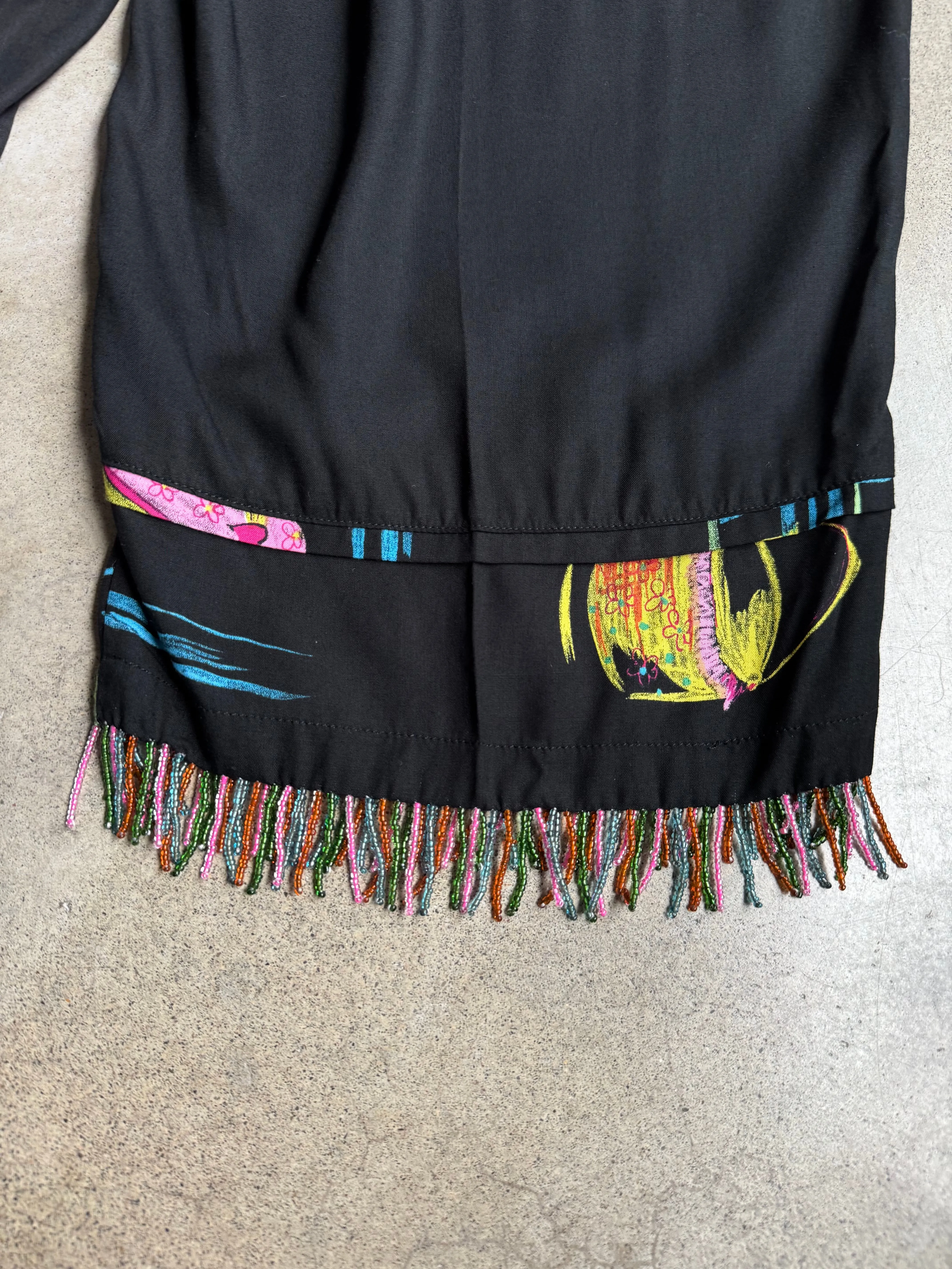 90s Vintage Paradiso Black Beaded Ankle Crop Pants (XL)
