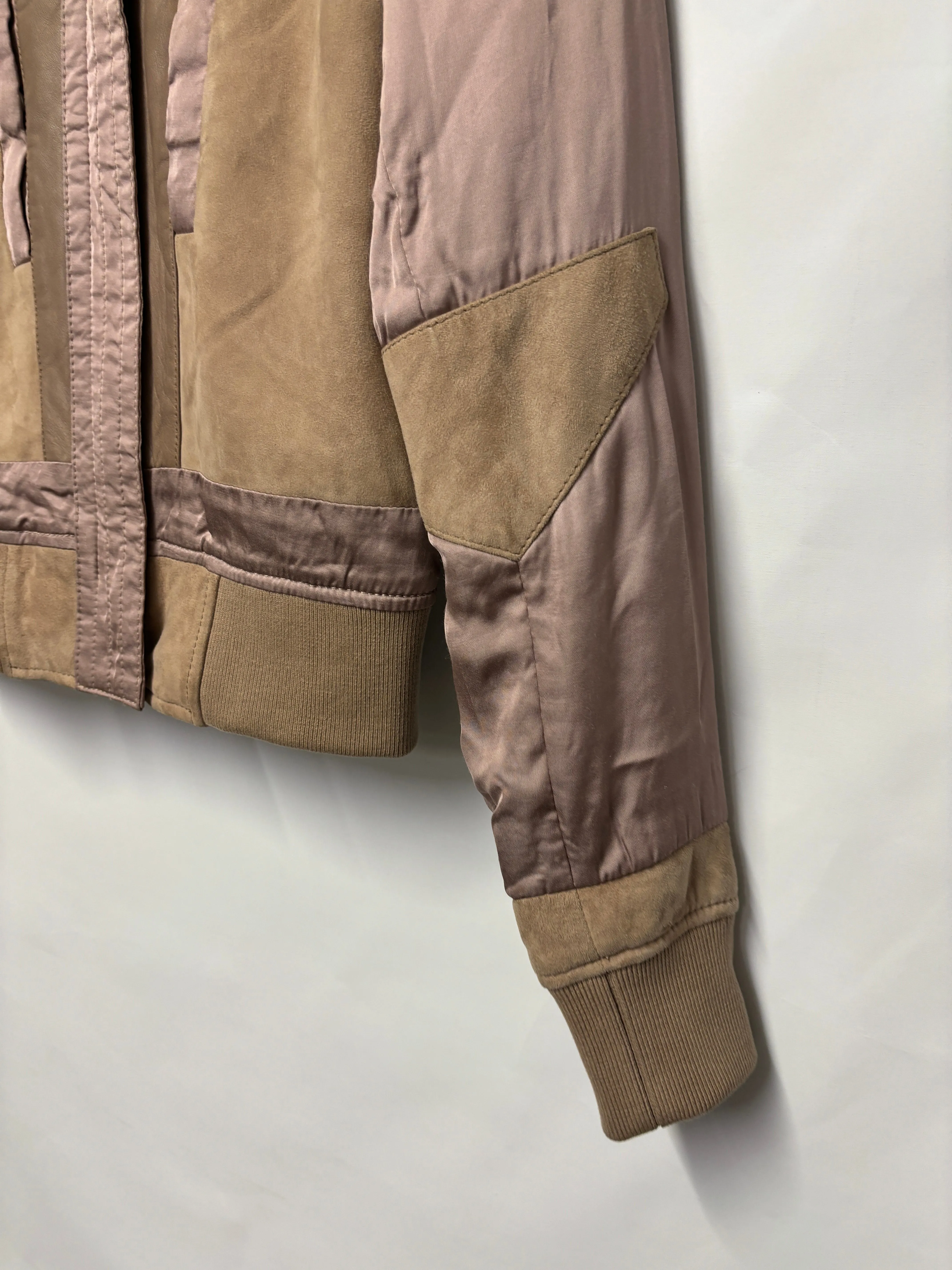AllSaints Pink Leather Bomber Jacket Size 4