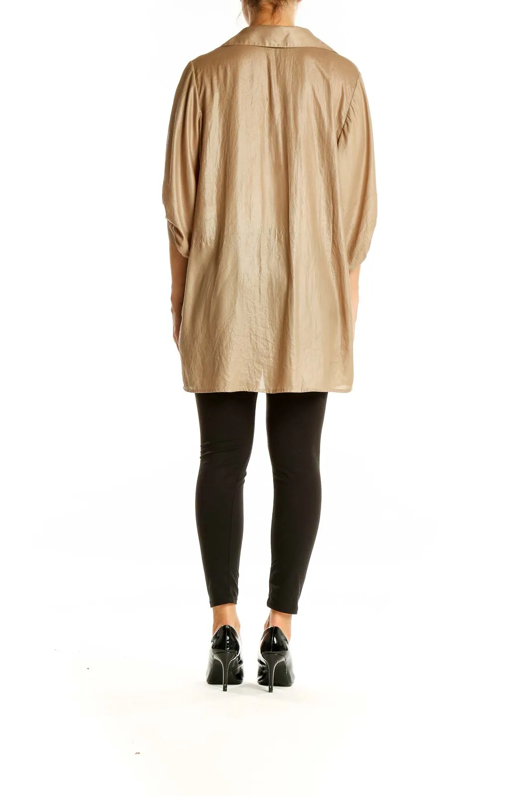 Beige Oversized Button-Down Blouse