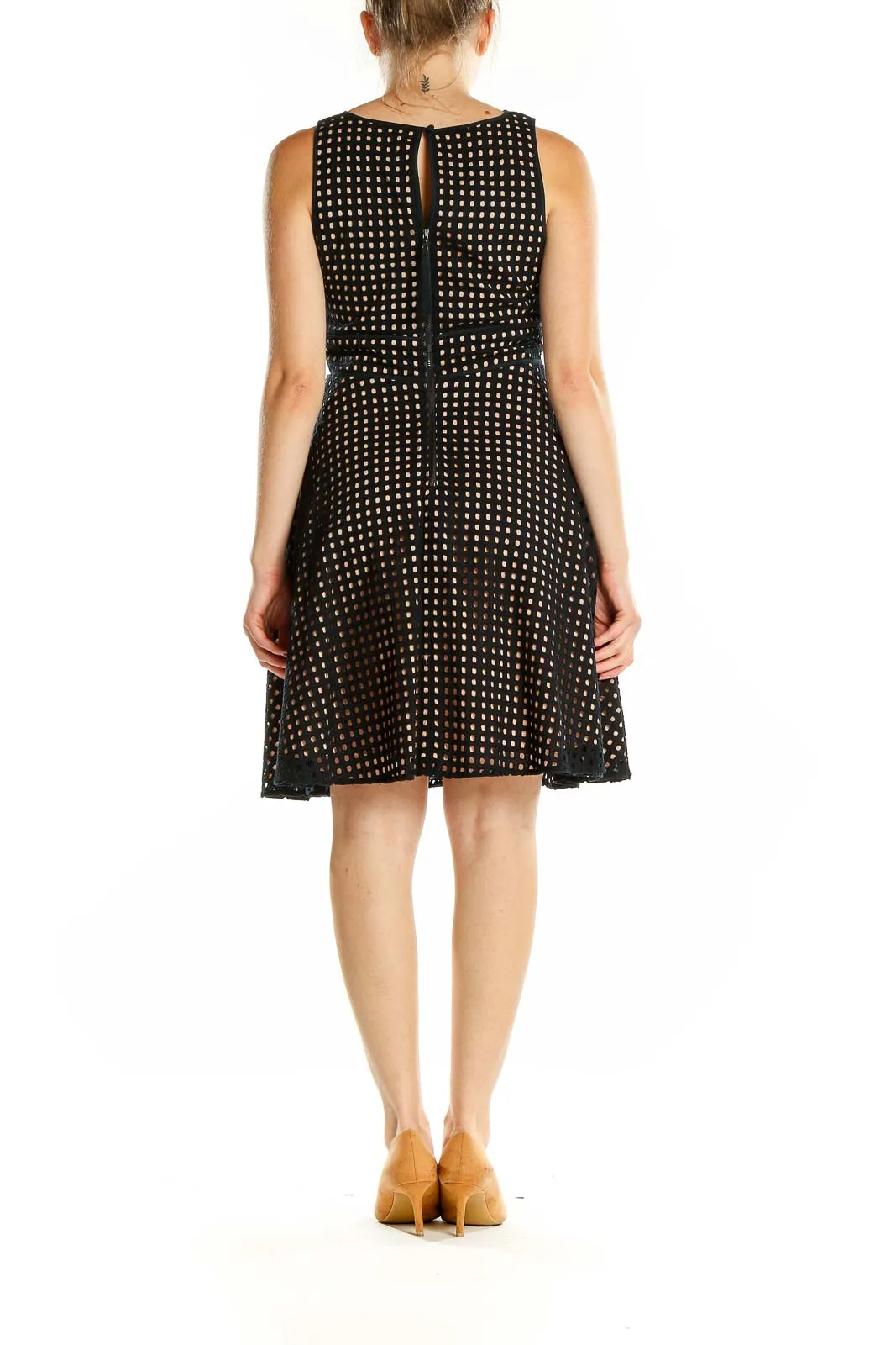 Black Polka Dot Cotton Fit-and-Flare Dress