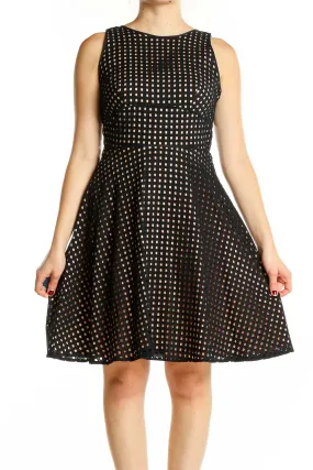 Black Polka Dot Cotton Fit-and-Flare Dress