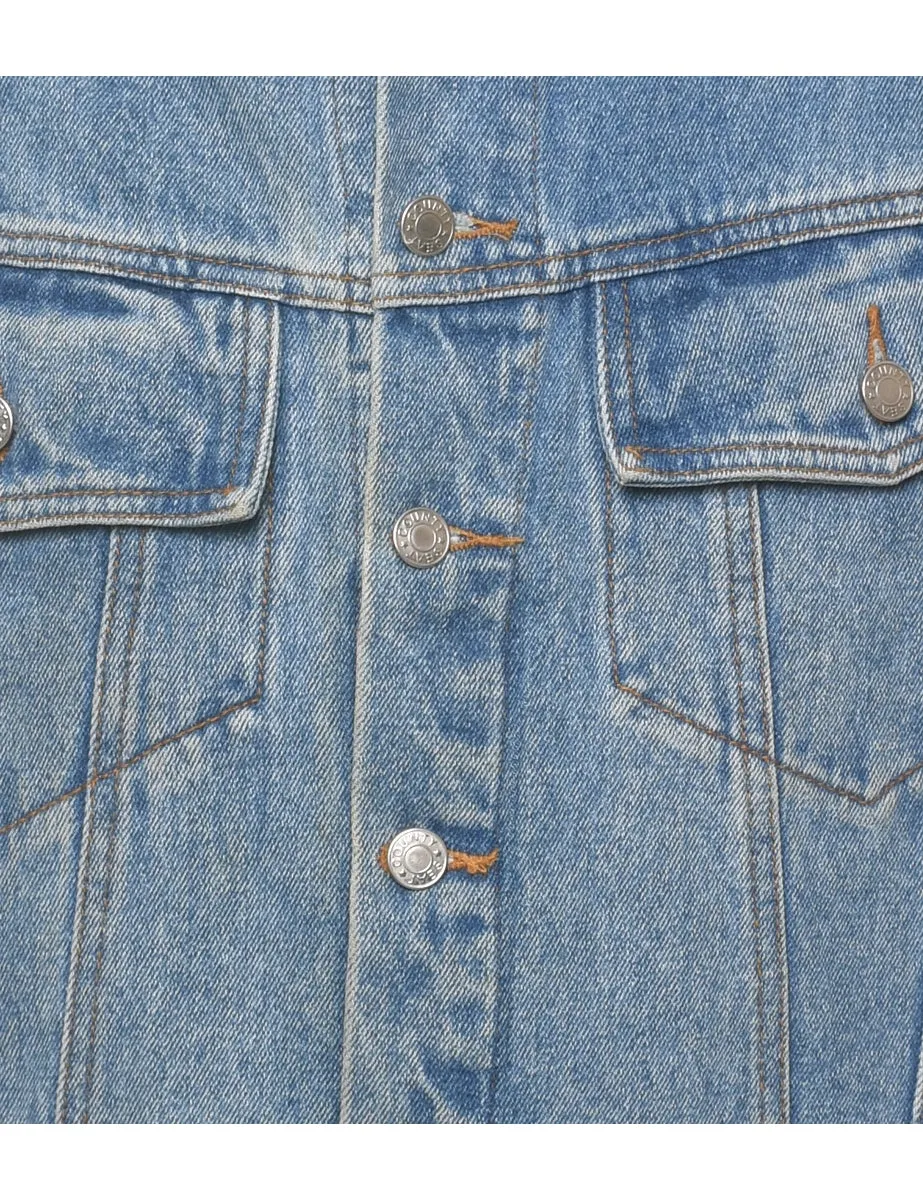 Button Front Denim Jacket Vest - M