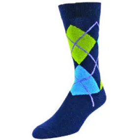 Carl Navy Argyle Socks (Men's)
