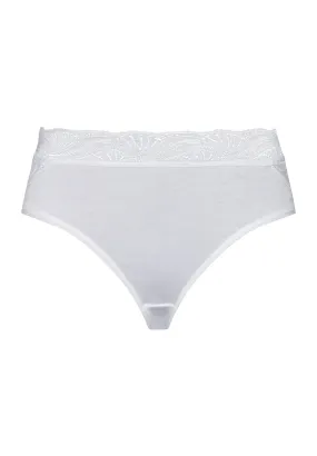Cotton Delight Lace Trim Cotton Hi-Cut Brief | White 71835-101