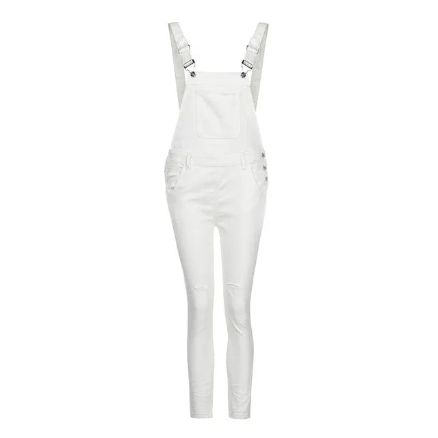 Distressed Long Overalls