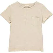 Dodger Beige Ribbed Henley Boys Tee - Select Size