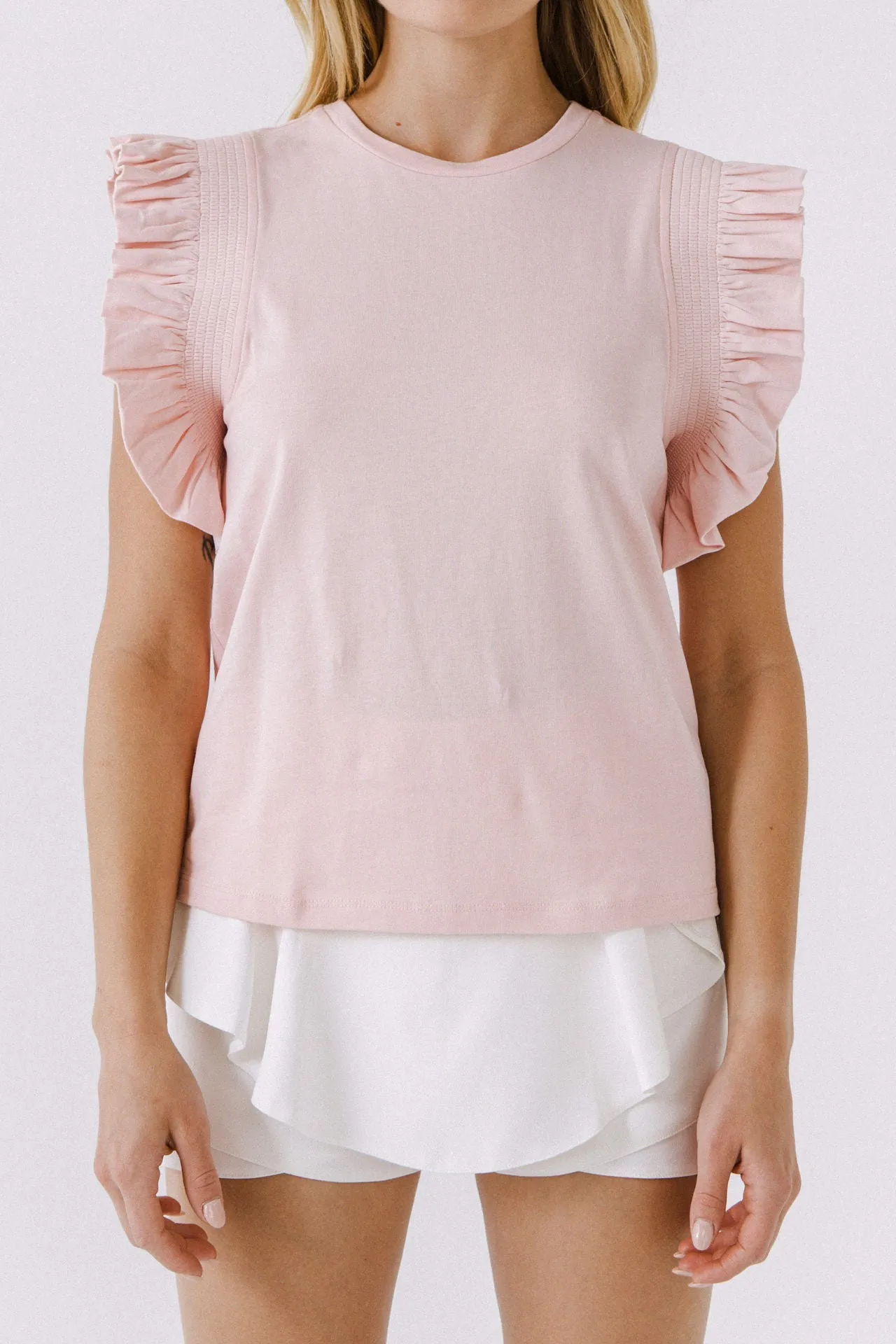 English Factory - All Knit Ruffle Detail Top