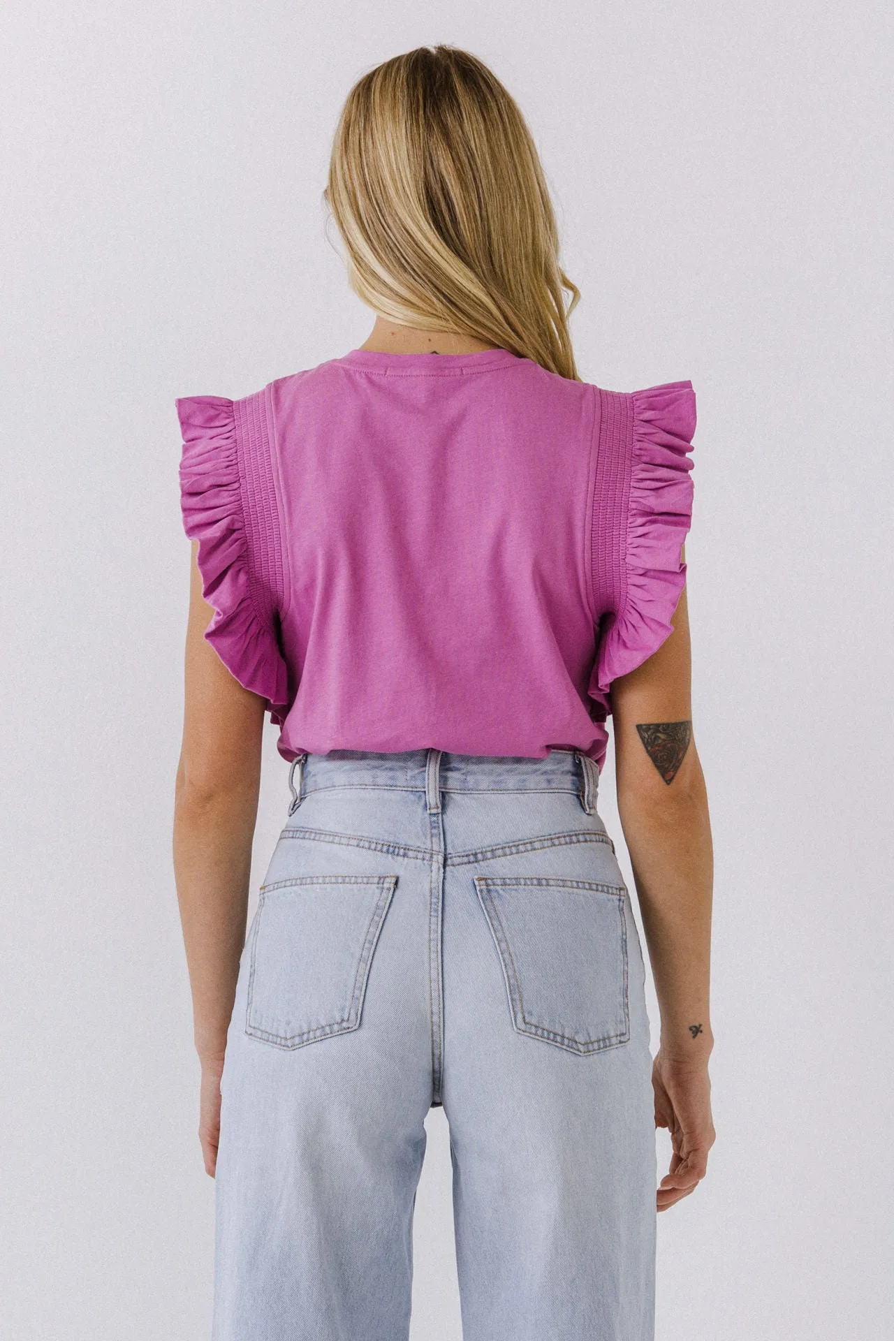English Factory - All Knit Ruffle Detail Top