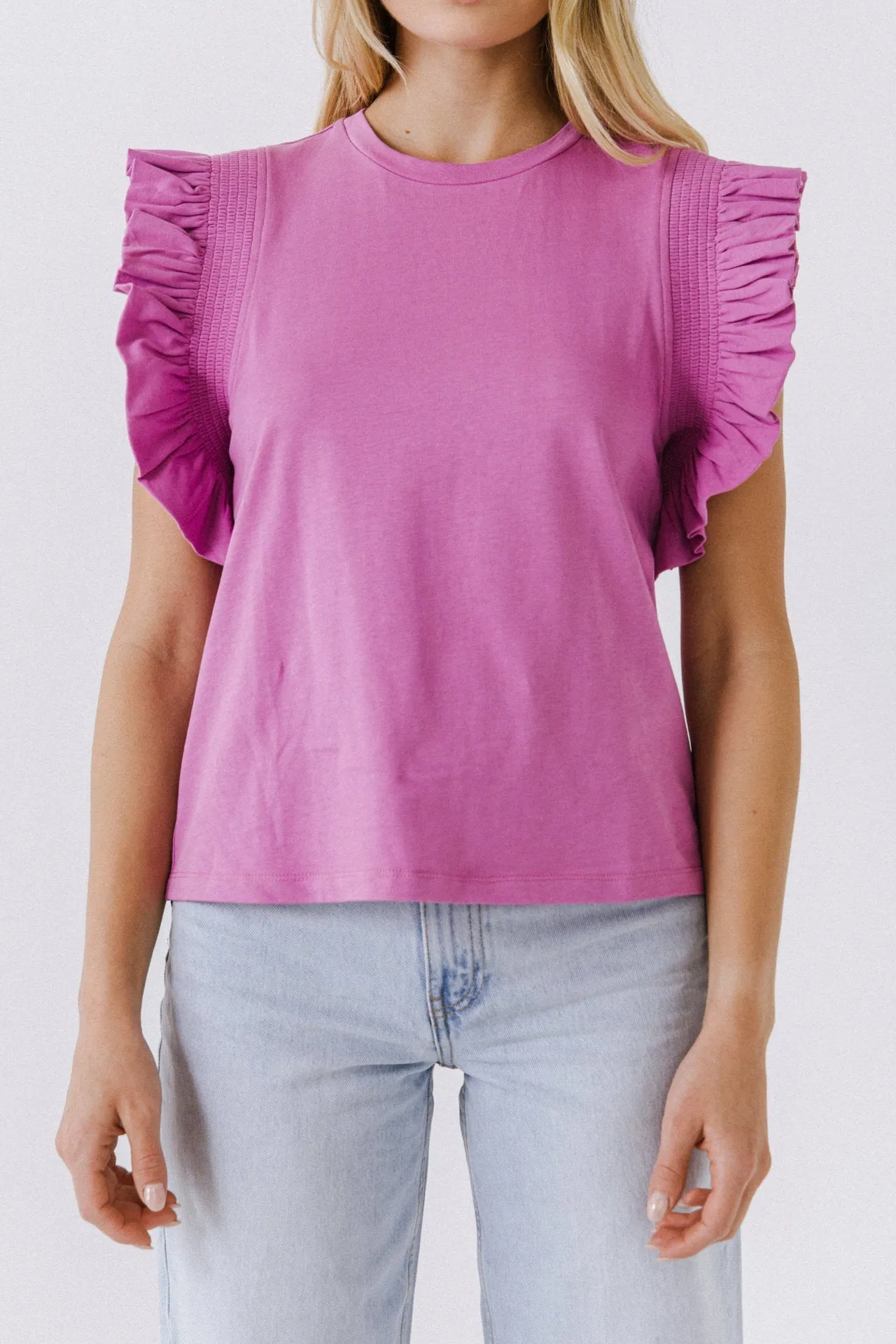English Factory - All Knit Ruffle Detail Top
