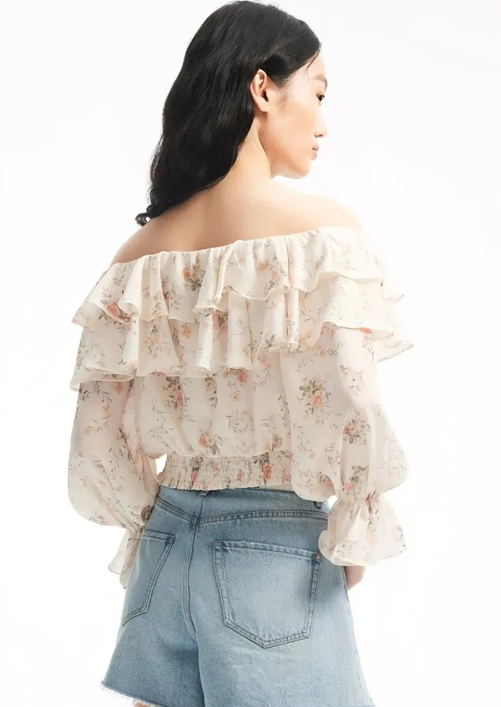 FLOWER RUFFLE SHORT TOPS