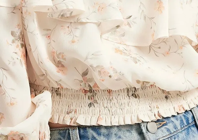 FLOWER RUFFLE SHORT TOPS