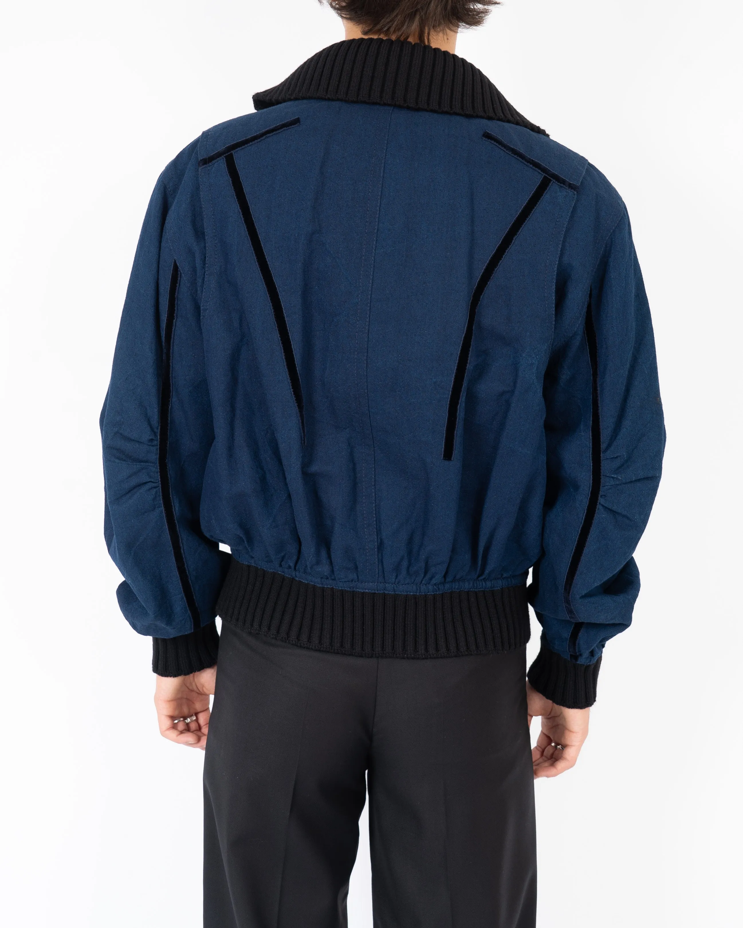FW17 Onggur Indigo Velvet Tape Detail Bomber Sample