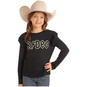 Girl's Rock and Roll Denim Rodeo Ruffle Top BG22T05446