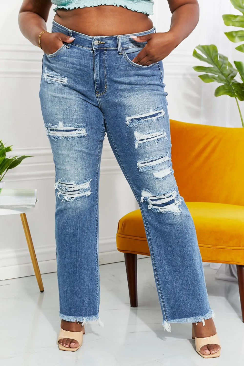 Judy Blue Janie High Waisted Patched Bootcut
