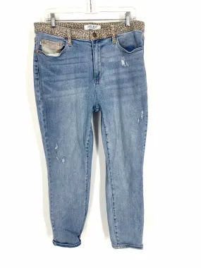 Judy Blue Size 15 Lt Denim/Brown Distressed Animal Print Jeans Jeans