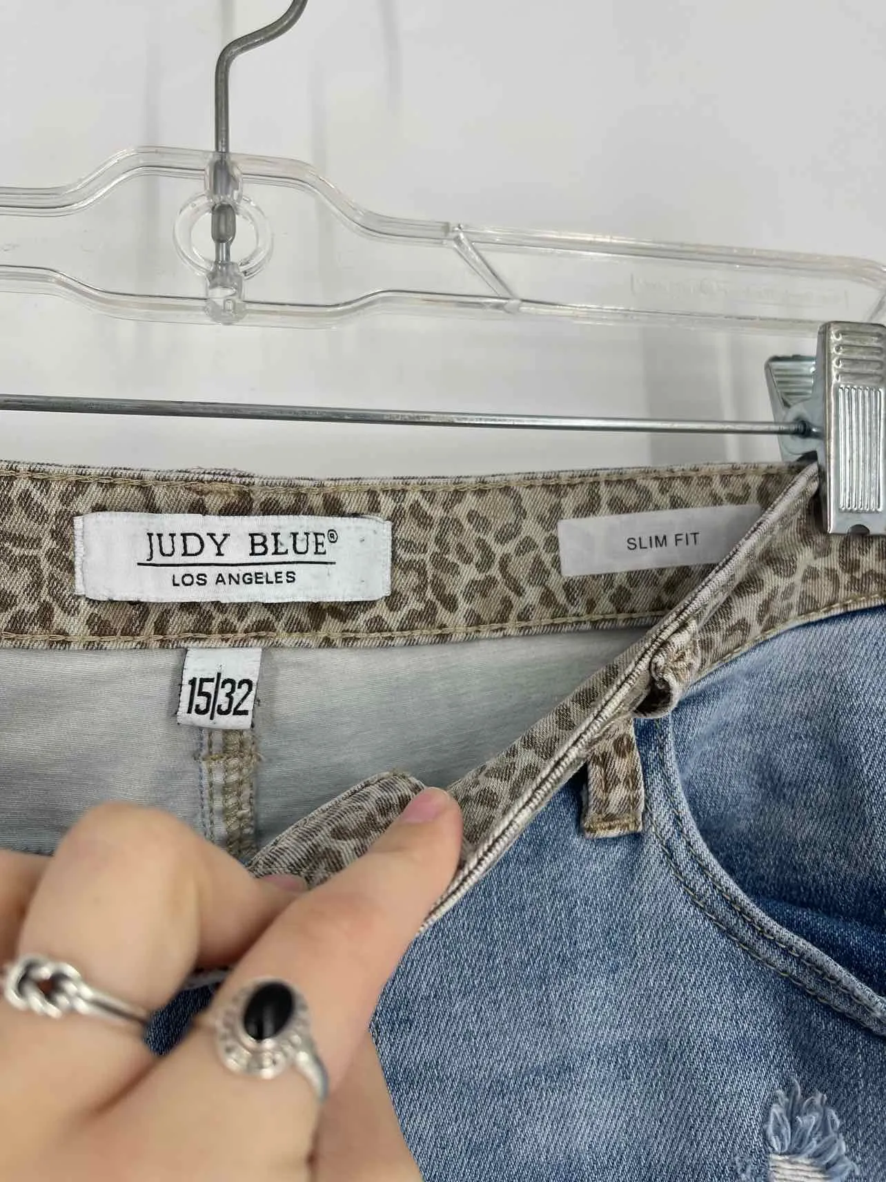 Judy Blue Size 15 Lt Denim/Brown Distressed Animal Print Jeans Jeans