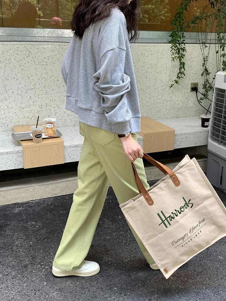 [Korean Style] 4 Color High Rise Wide Leg Straight Jeans