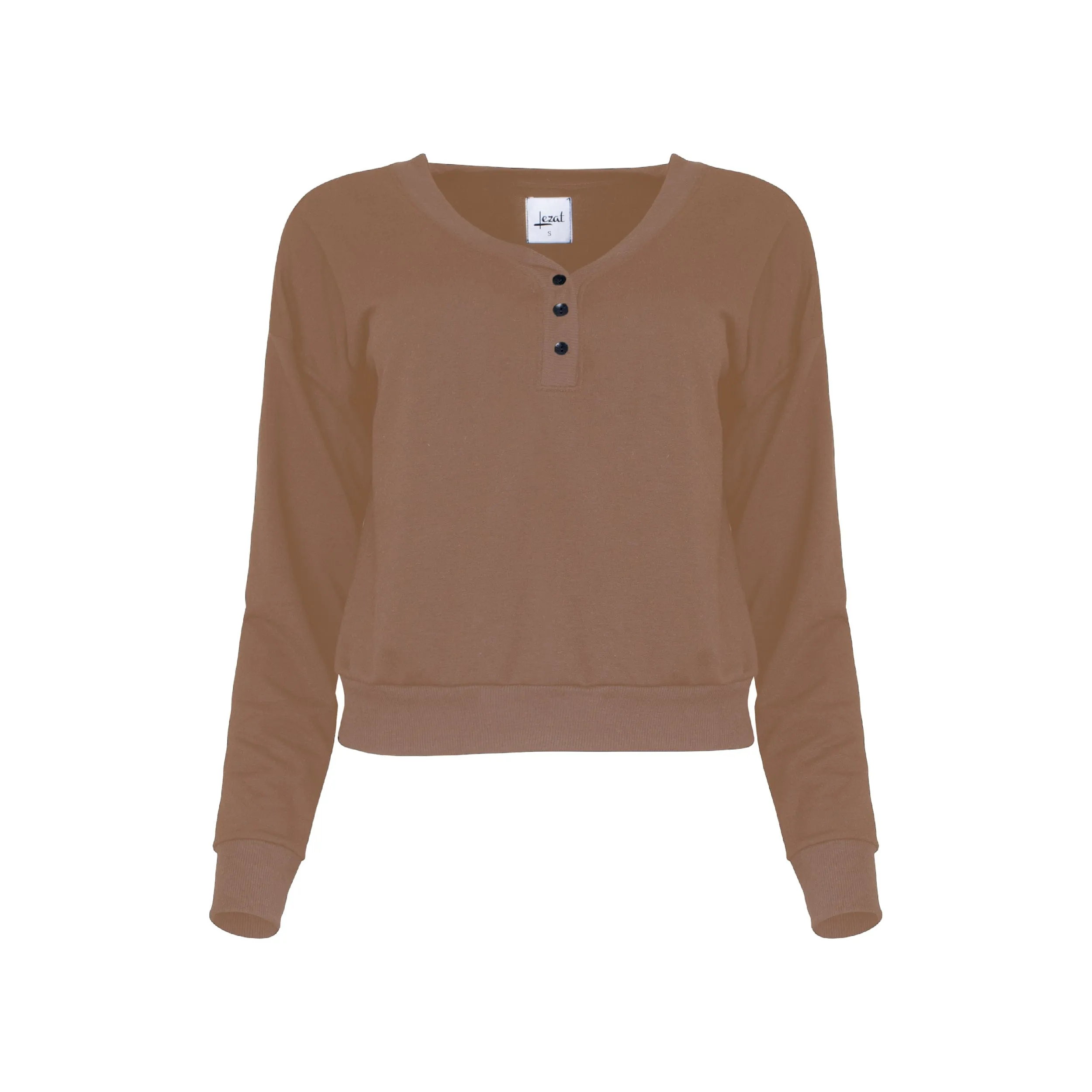 Layla Modal Cropped Henley - Pecan