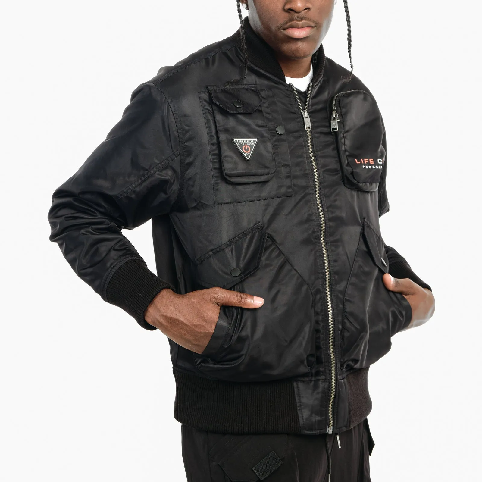 LIFE CODE BLACK BOMBER JACKET