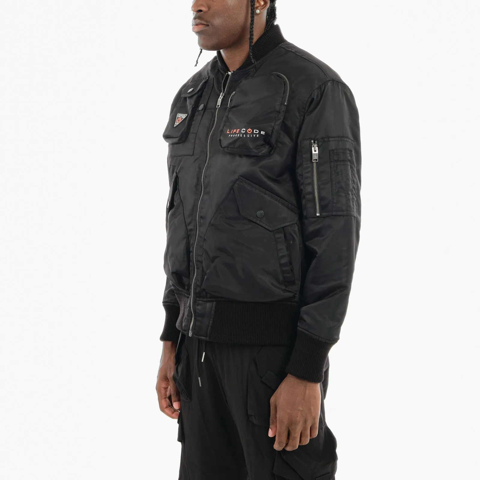 LIFE CODE BLACK BOMBER JACKET
