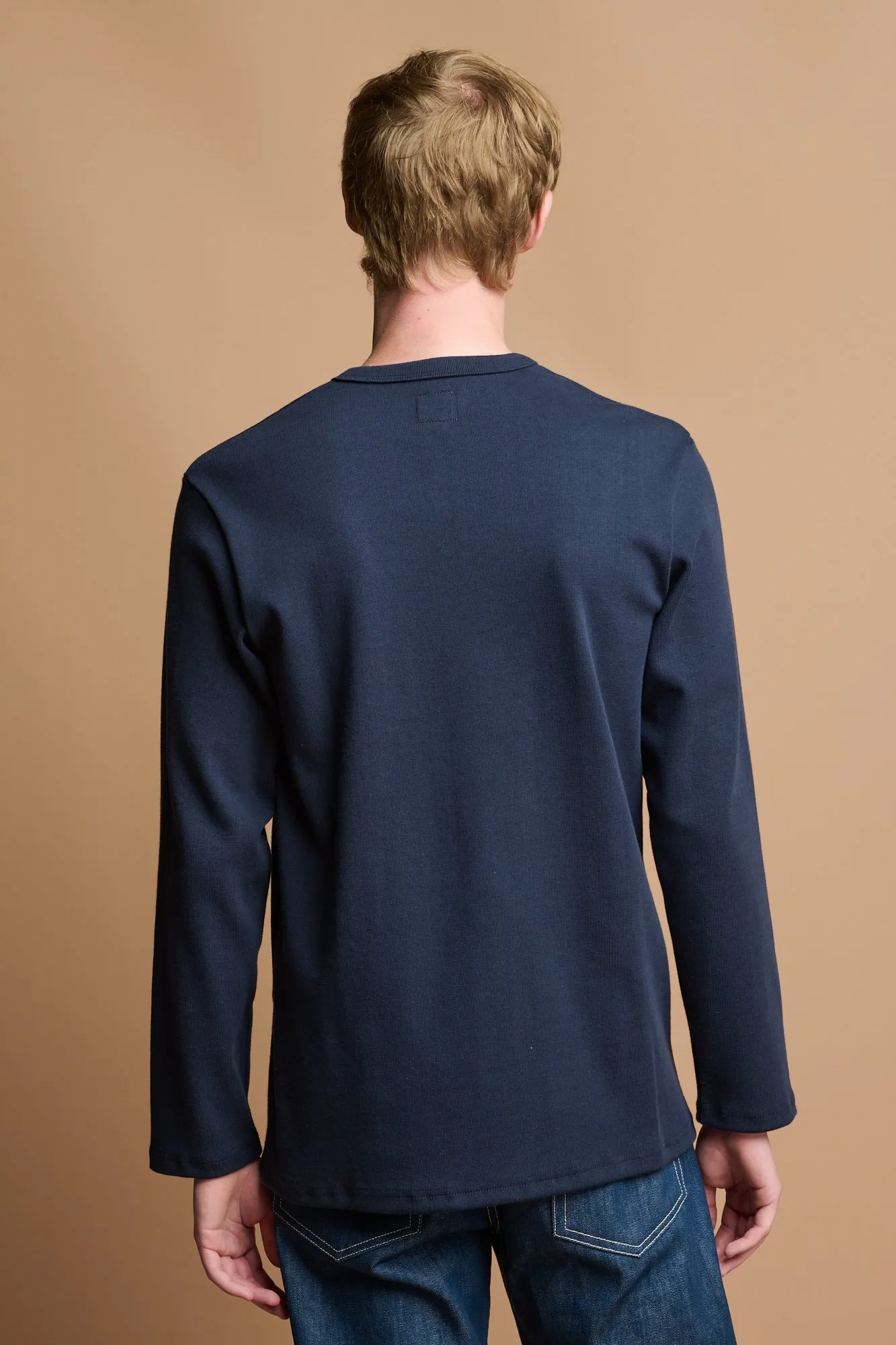 Men's Long Sleeve Henley Top - Blue