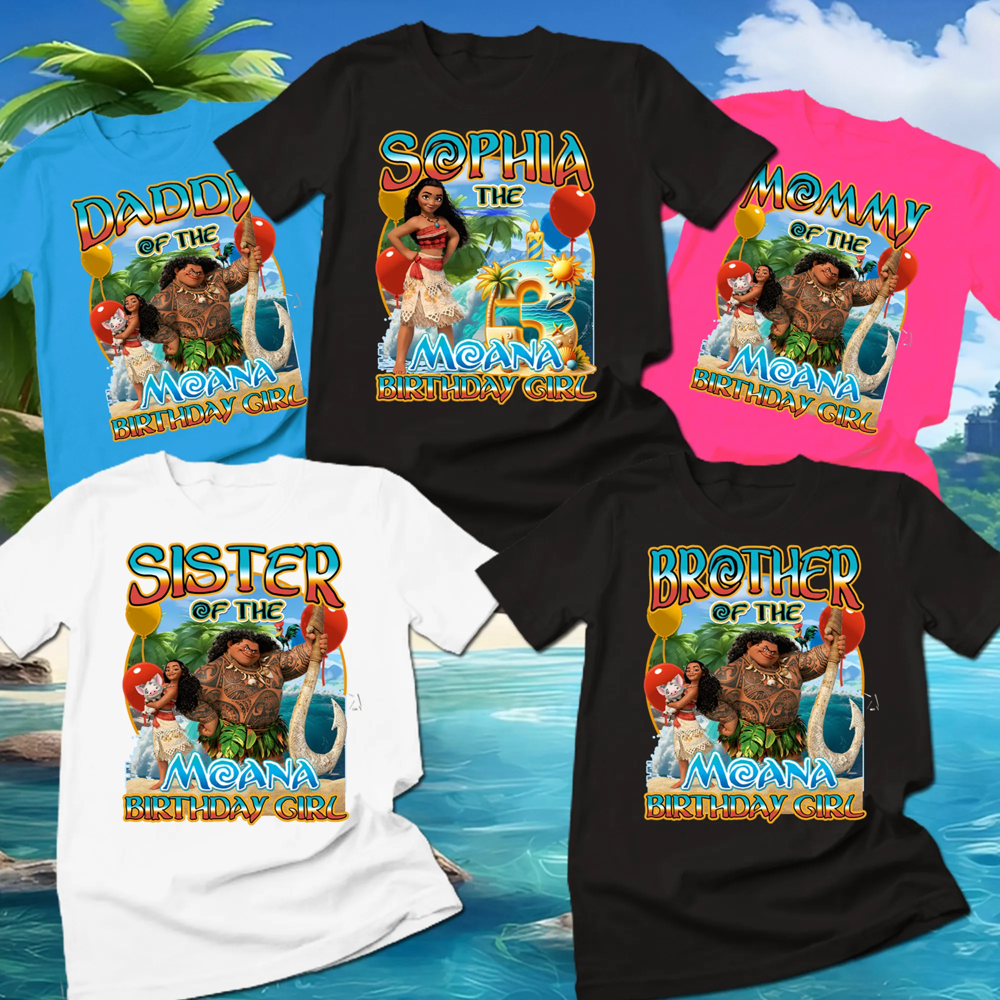 Moana Birthday Girl Family Party Shirts, Moana birthday girl shirt