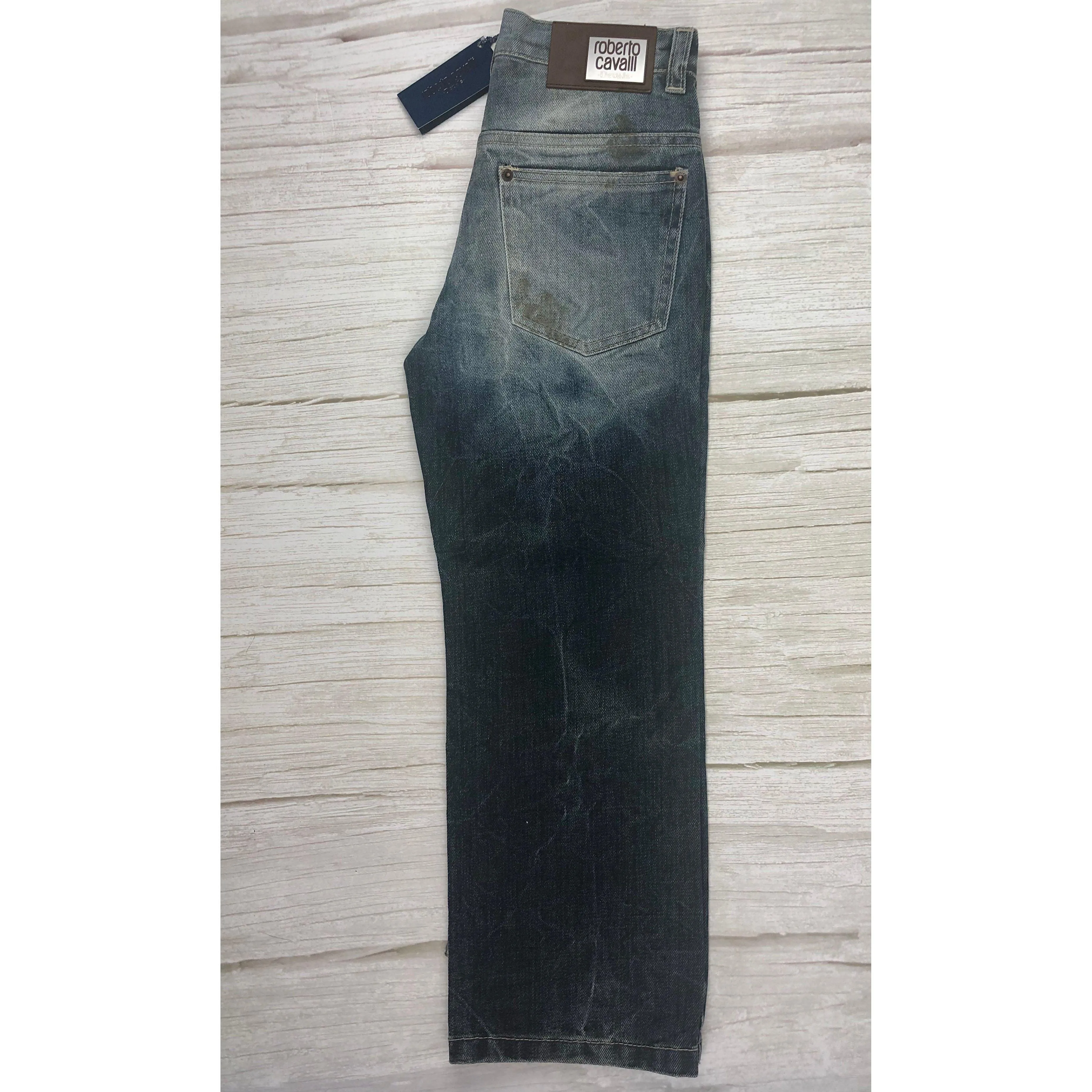 NWT - Roberto Cavalli Devils Dirty Denim Jeans- Size 6Y