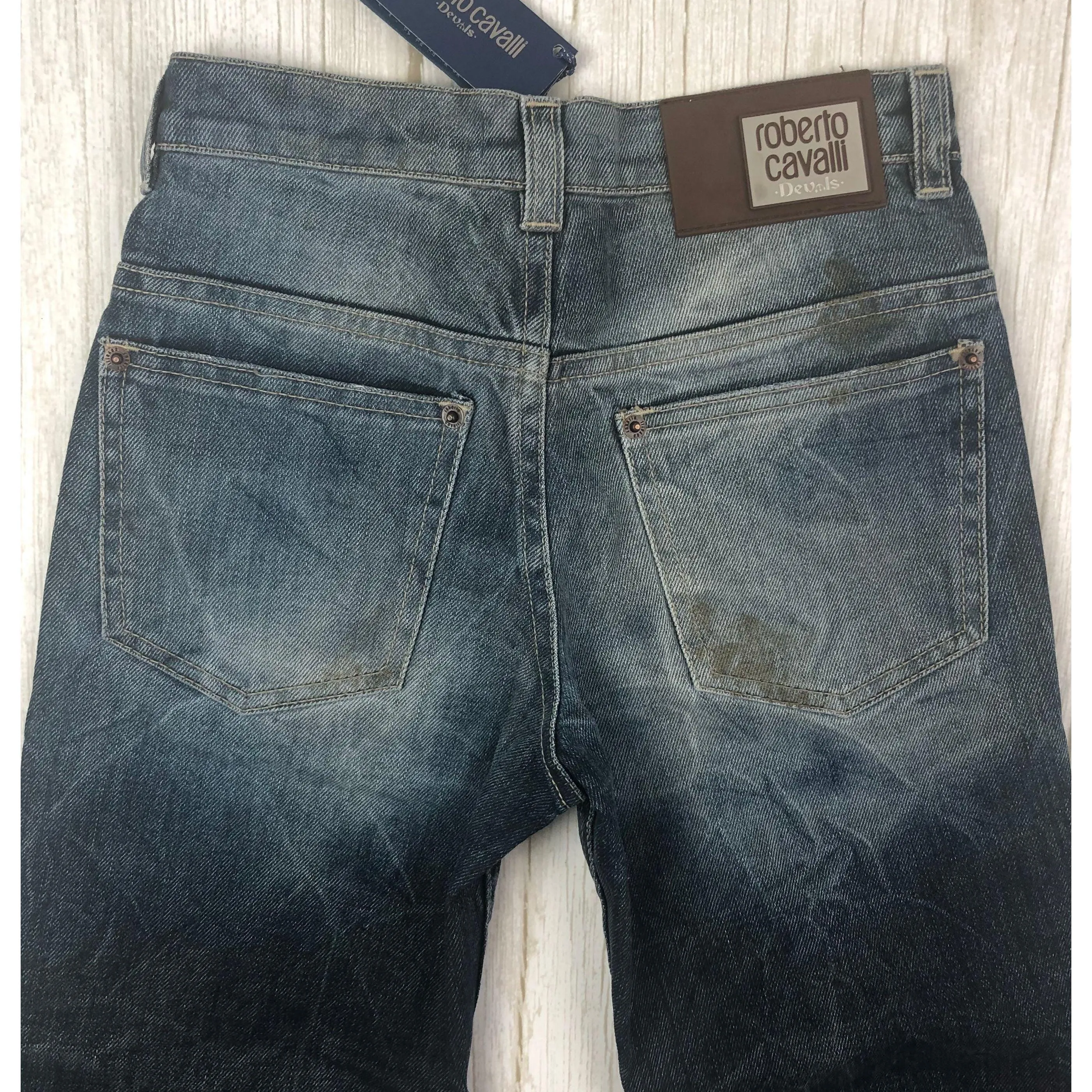 NWT - Roberto Cavalli Devils Dirty Denim Jeans- Size 6Y