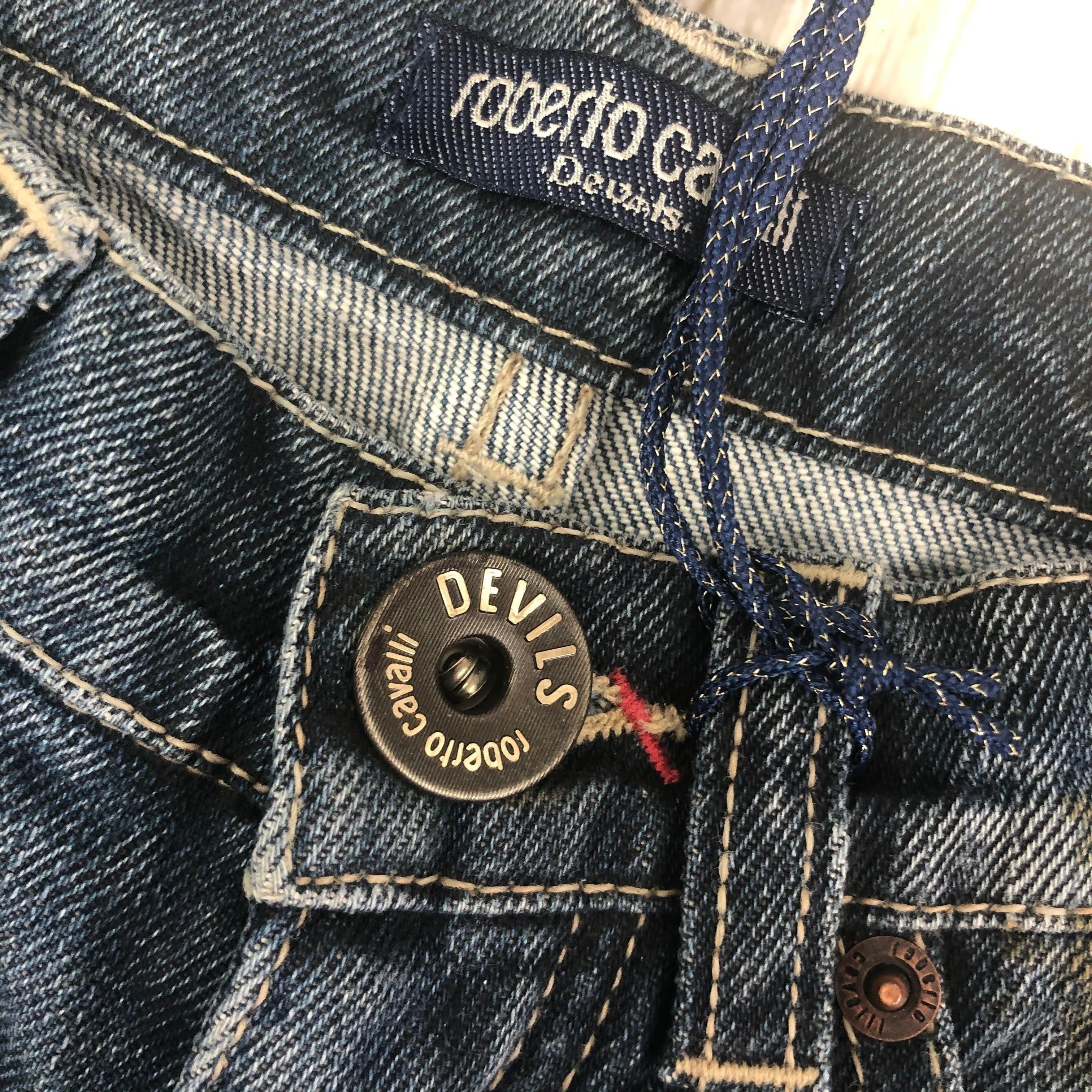 NWT - Roberto Cavalli Devils Dirty Denim Jeans- Size 6Y