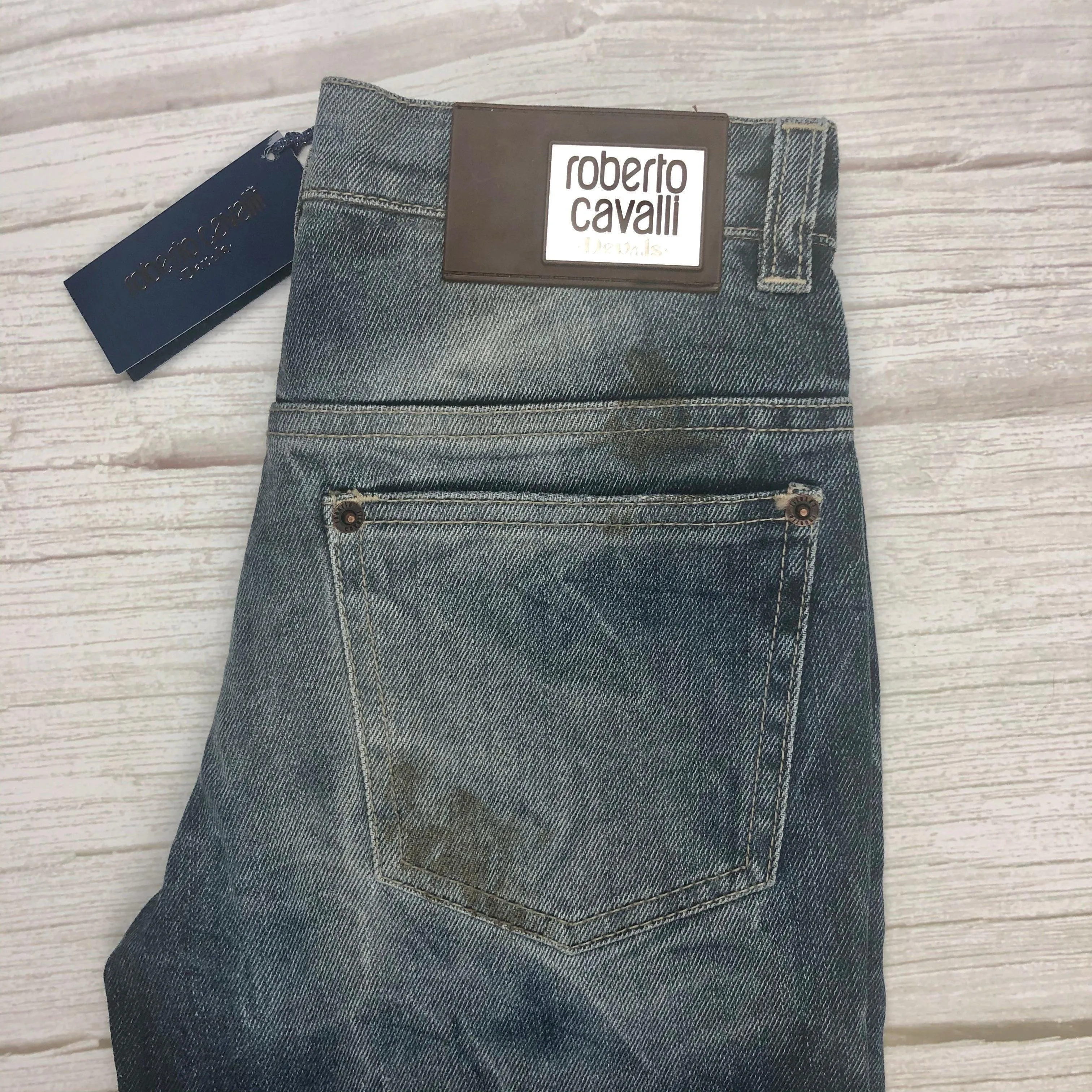 NWT - Roberto Cavalli Devils Dirty Denim Jeans- Size 6Y