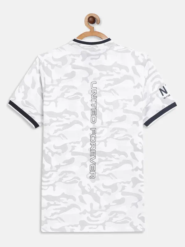 Octave Boys White Henley Neck Applique T-Shirt