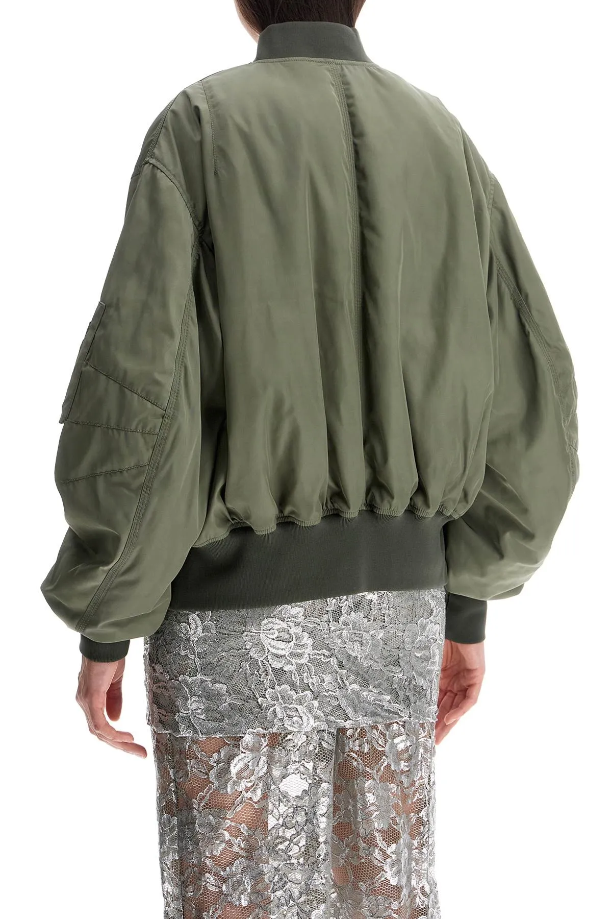 oversized bomber jacket with puff sleeves military green 250WCB00070PLL001AA MILITARY GREEN