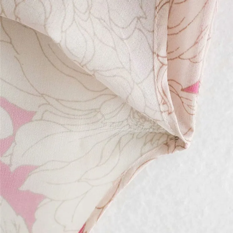 OVERSIZED FLORAL PRINT ASYMMETRY BLOUSE