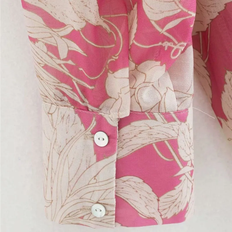 OVERSIZED FLORAL PRINT ASYMMETRY BLOUSE