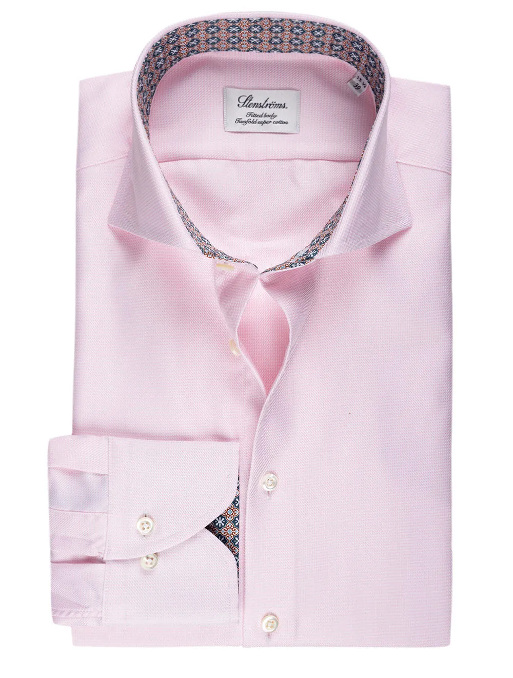 Pink Extra Long Sleeve Houndstooth Fitted Shirt