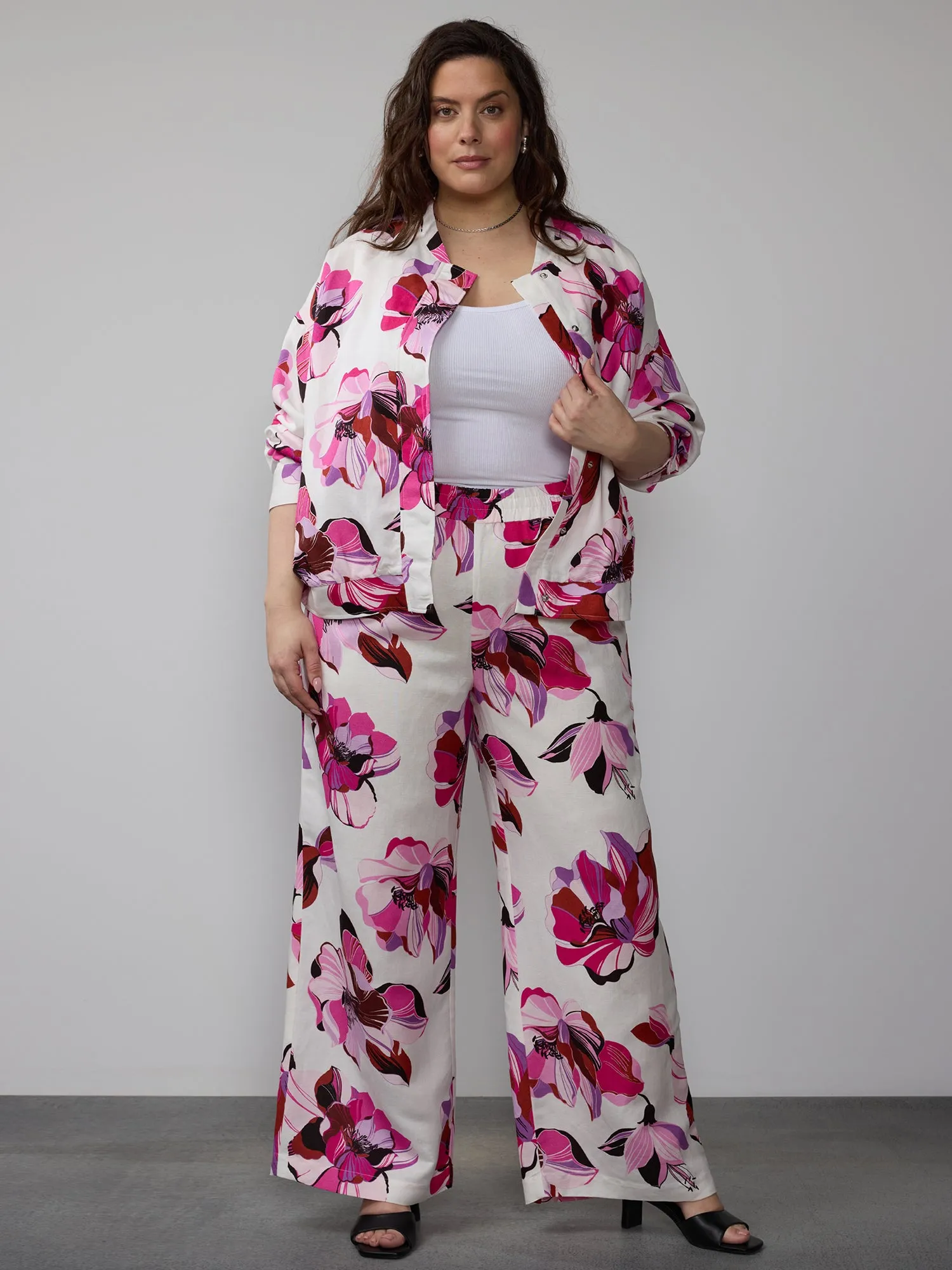 Plus Floral Bomber Jacket