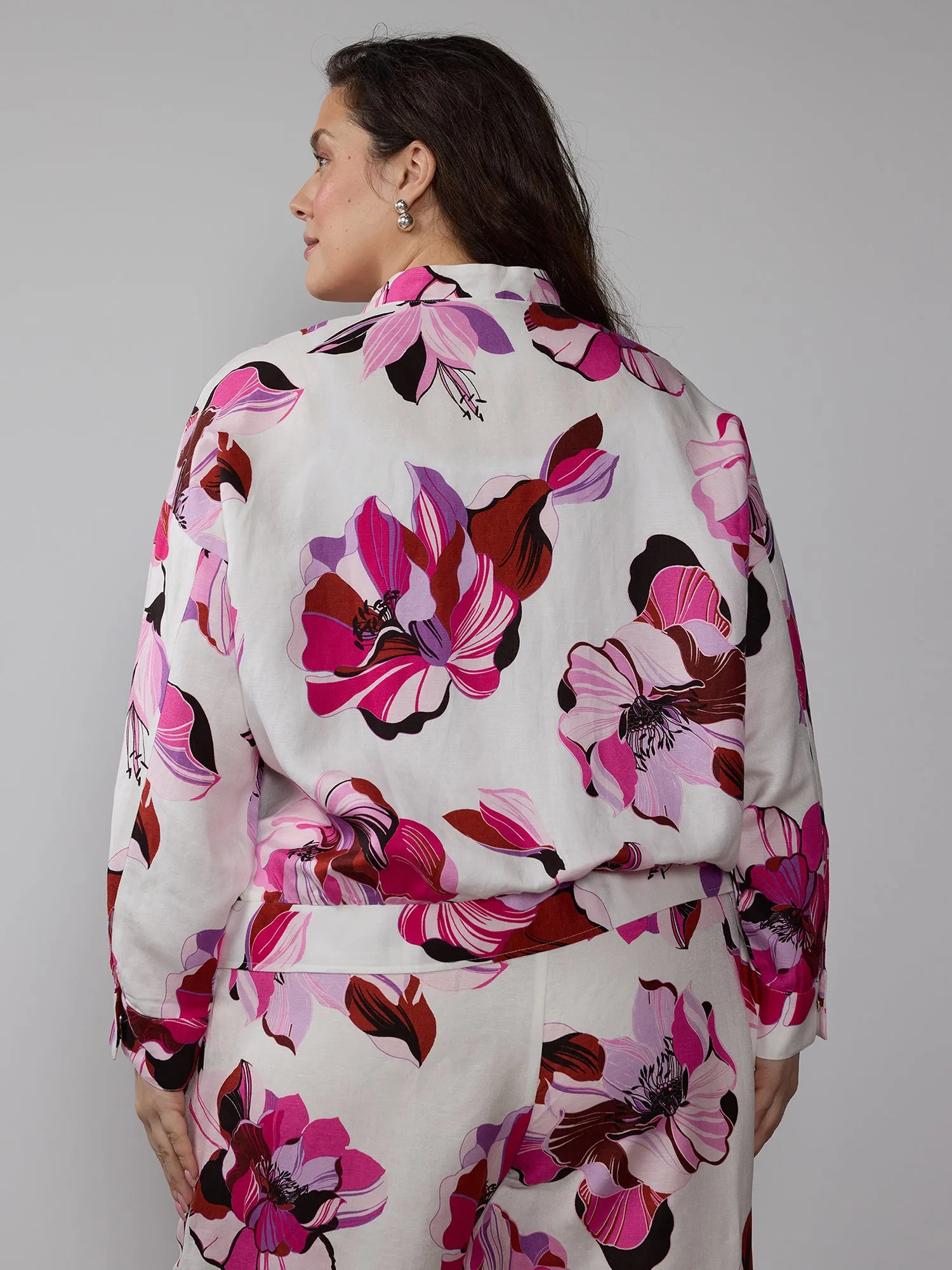 Plus Floral Bomber Jacket