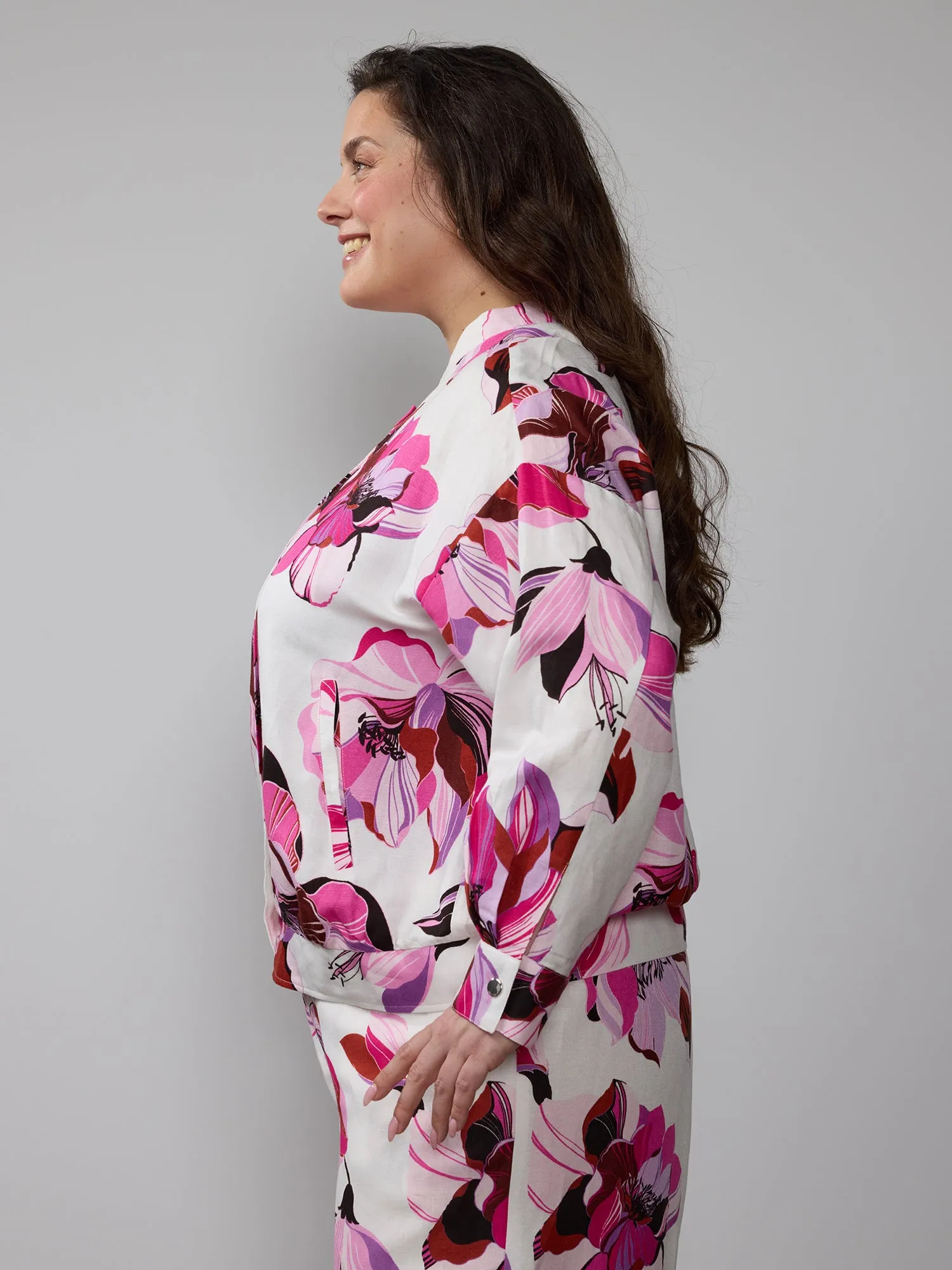 Plus Floral Bomber Jacket