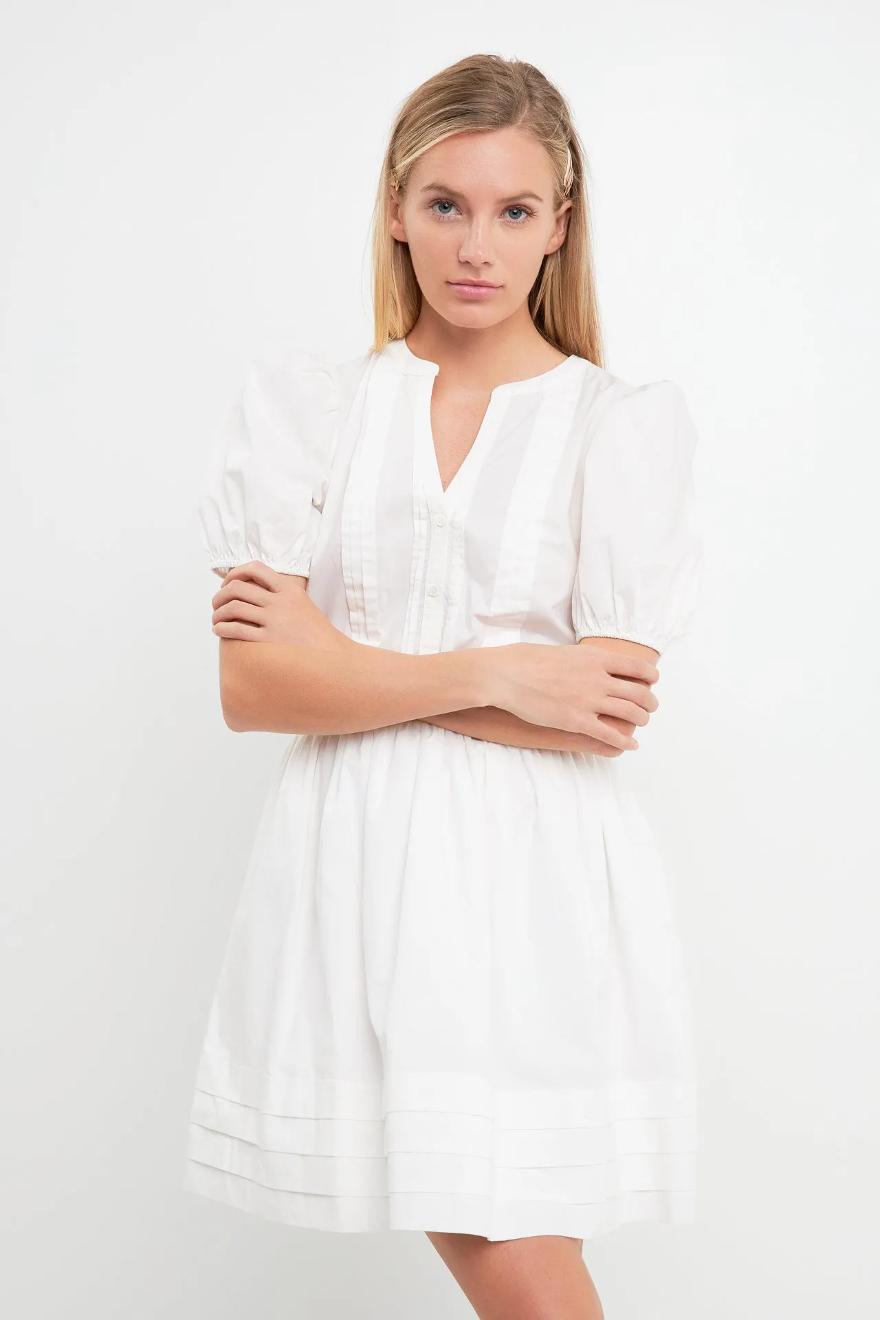 Poplin Bib Fit & Flare Dress