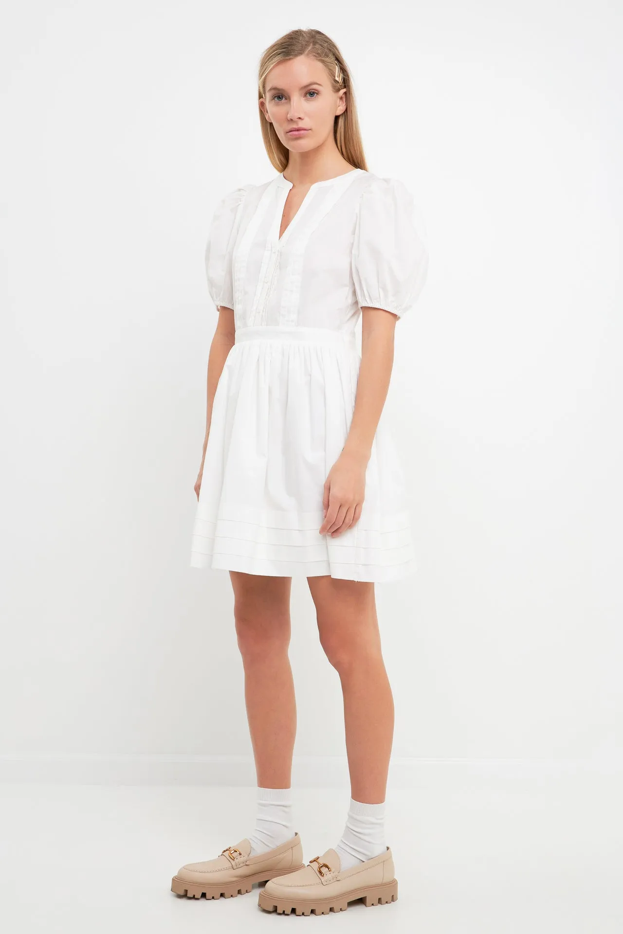 Poplin Bib Fit & Flare Dress
