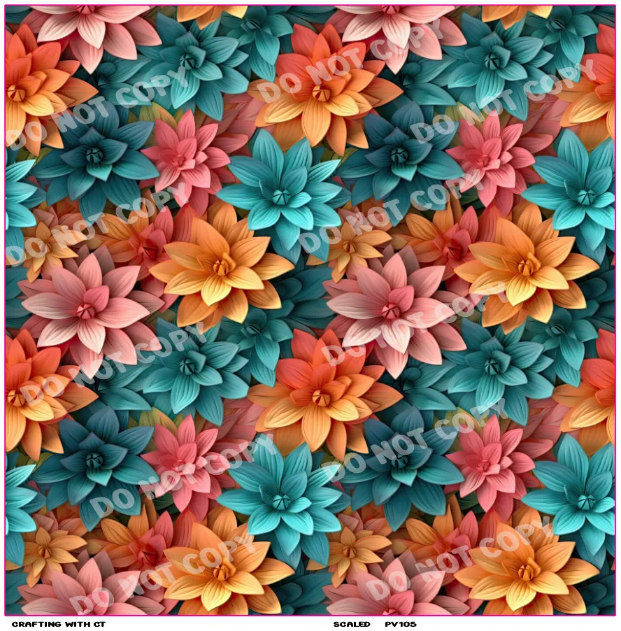 PV105 3D flowers 2 vinyl sheet