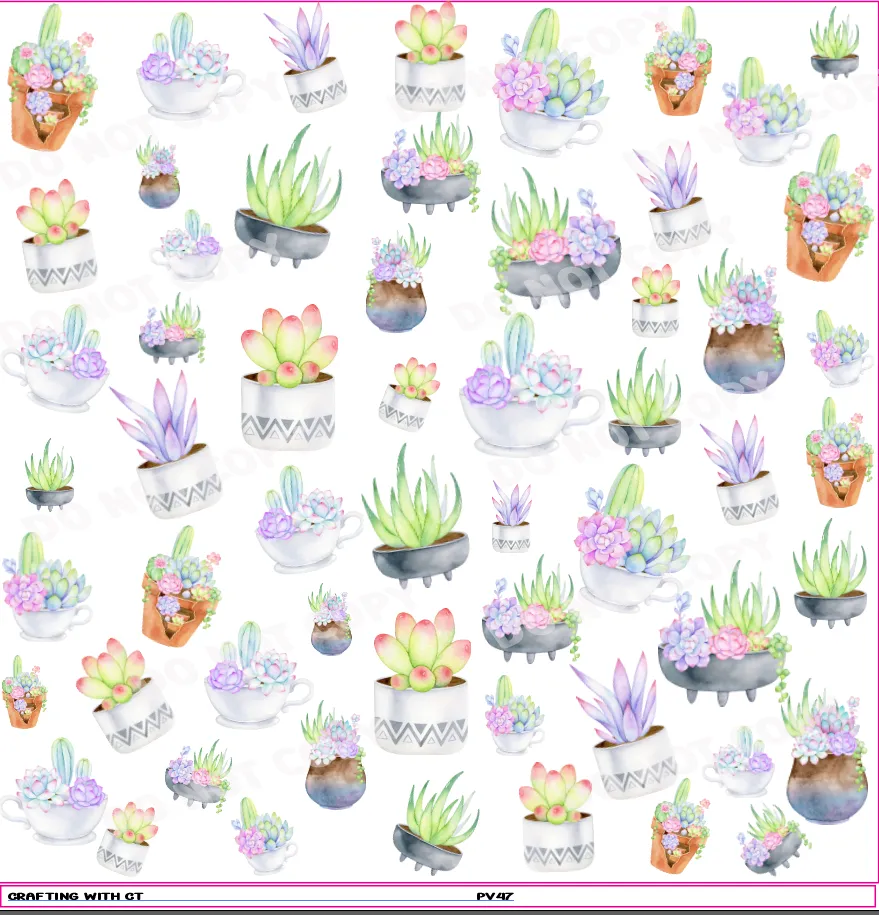 PV47 Succulents in Pots vinyl sheet
