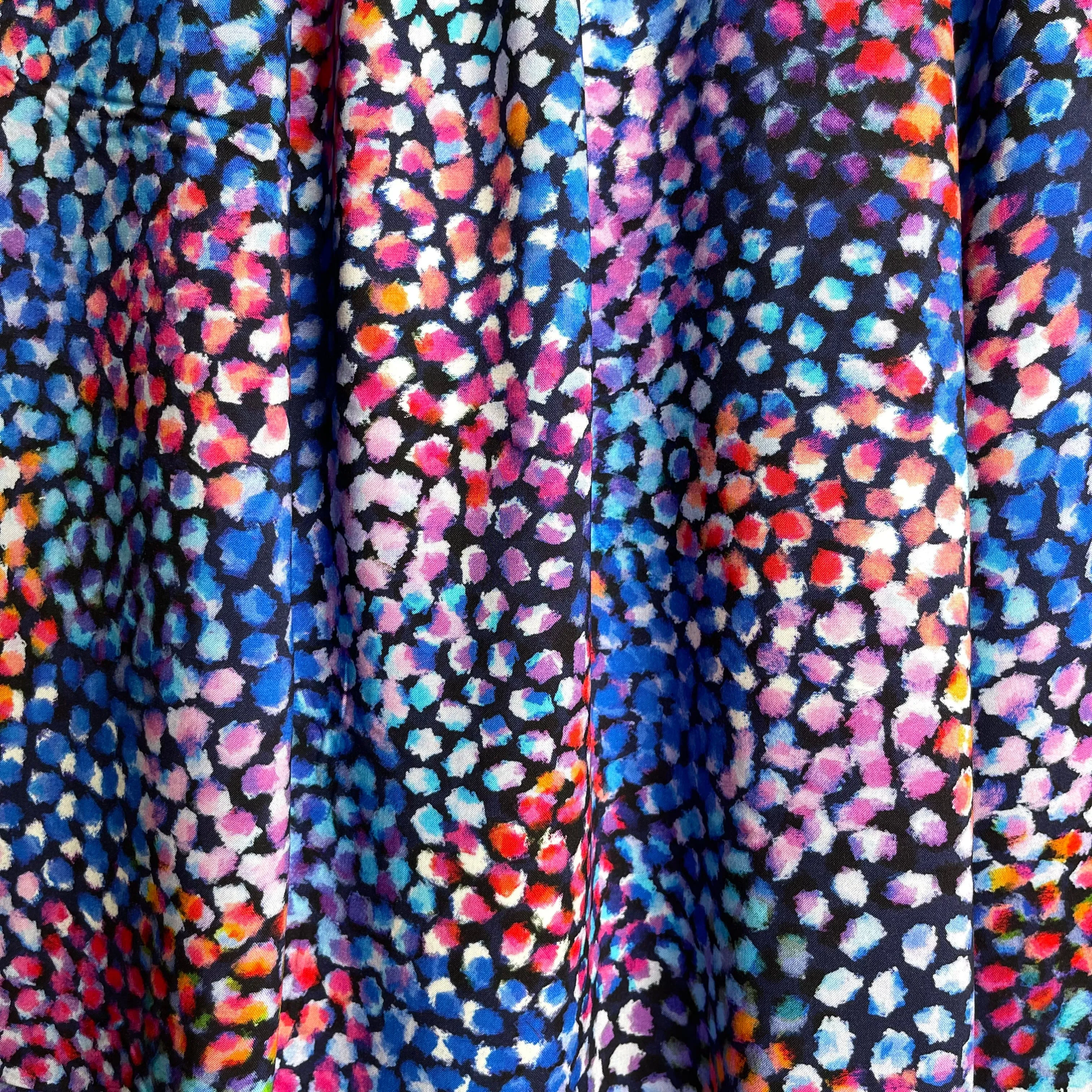 REMNANT 0.55 Metre - Chroma Blue Cheetah Rayon Fabric