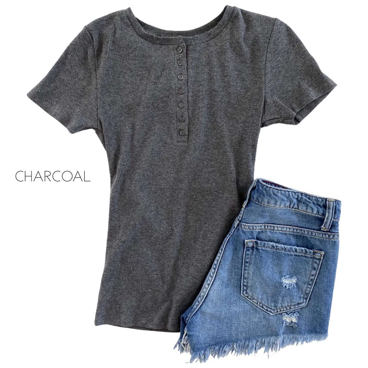 Ribbed Henley Top