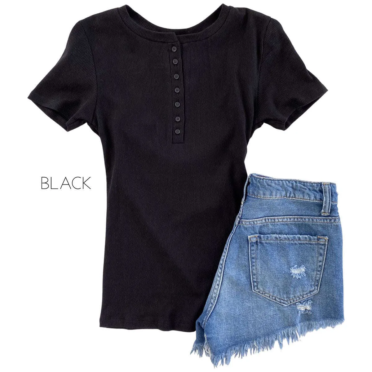 Ribbed Henley Top