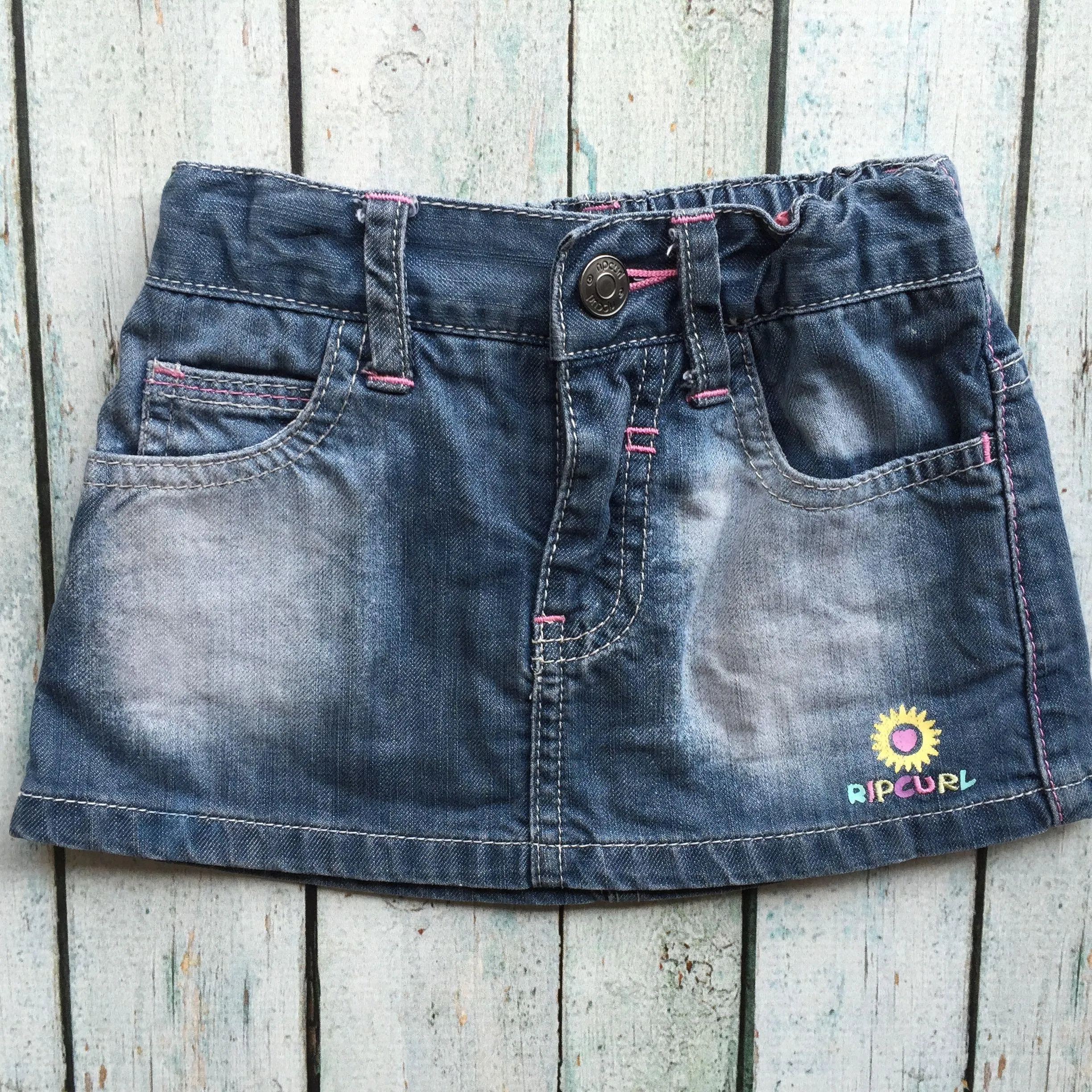 Rip Curl Baby Denim Logo Mini Skirt- Size 0