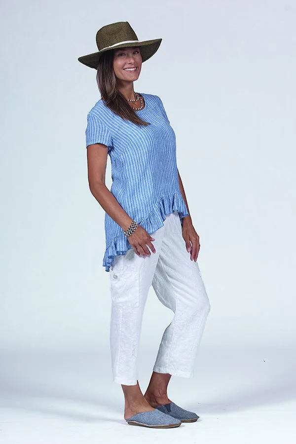 ruffle top in crinkle linen