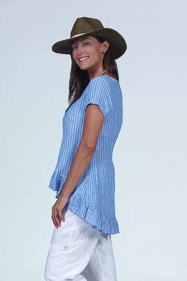 ruffle top in crinkle linen