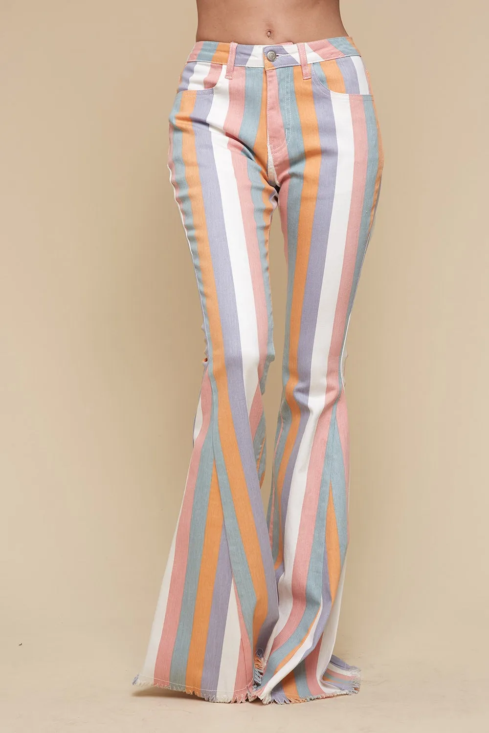 Serendipity Striped Flare Jeans in Peach Multi